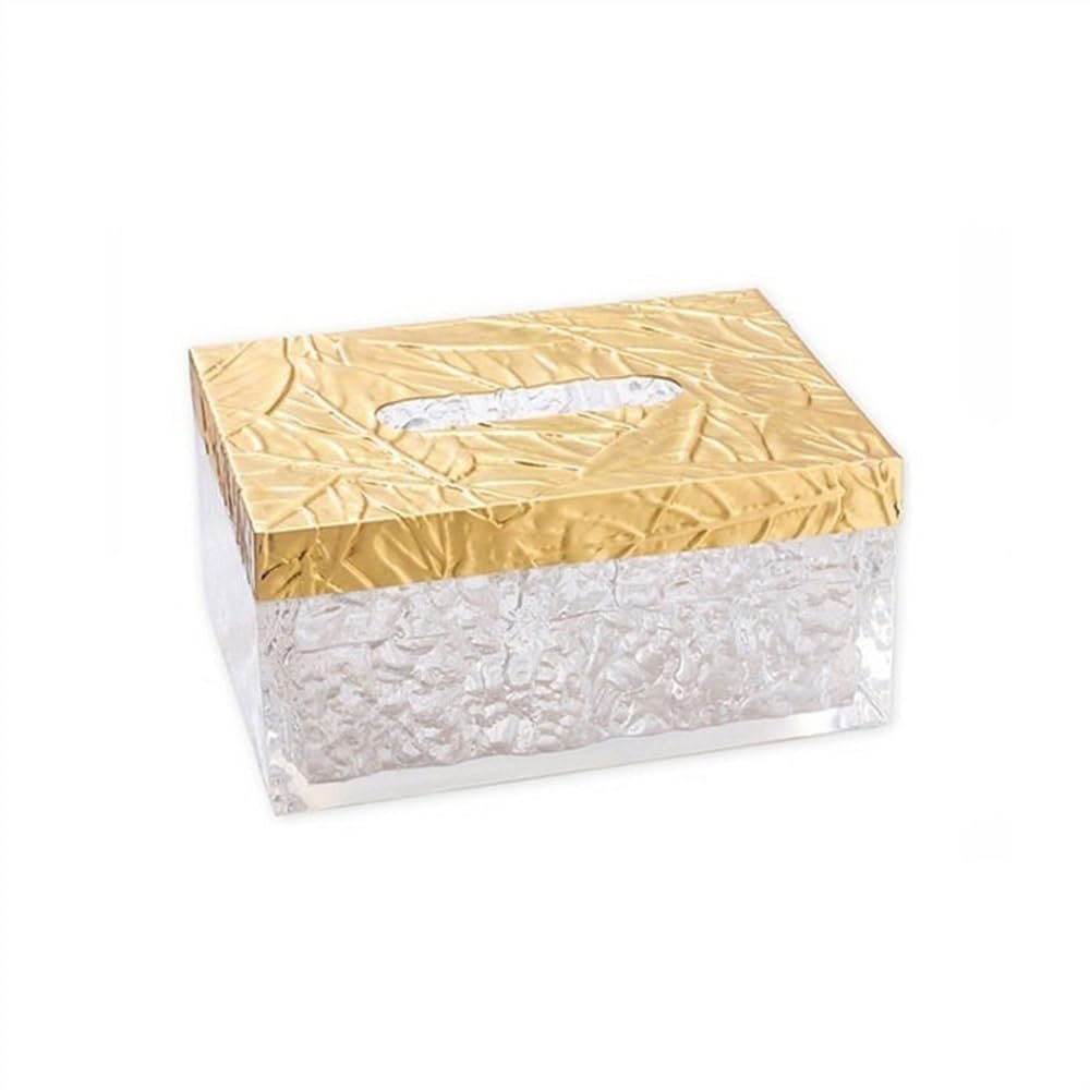 DFHS46JK Tissue Box Cover Simple Brass Resin Tissue Box Transparent High-grade Living Room Coffee Table Desktop Ornaments Paper Box In Living Room(Small)