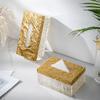DFHS46JK Tissue Box Cover Simple Brass Resin Tissue Box Transparent High-grade Living Room Coffee Table Desktop Ornaments Paper Box In Living Room(Small) view 4