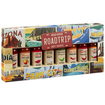 Road Trip Hot Sauces Gift Pack 8pk - Add A Dash Of Flavour To Your Meals With These Road Trip Hot Sauces, Packed Full Of Intense Tastes - Weight: 360g (Approx.)