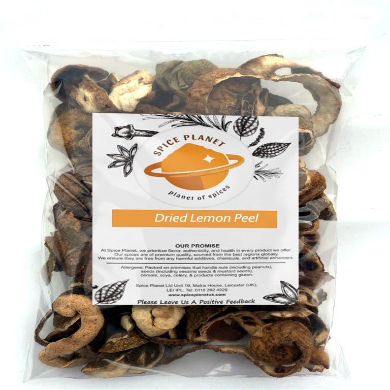 Lemon Peel Whole Dried (Citrus limonum) Premium Quality by Spice Planet 50g-950g (50 Grams)