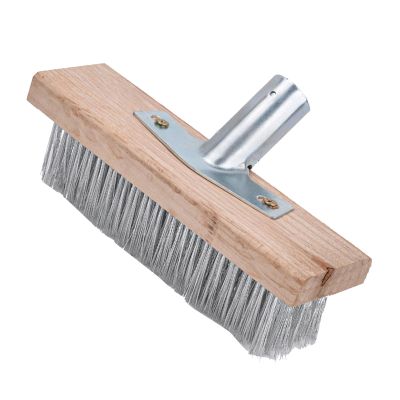 Stainless Steel Wire Floor Brush, Pine Wood Handle, Heavy Duty Outdoor Cleaning Brush for Decks, Garages, Concrete, Paint Removal, 50cm X 5cm X 4.5cm