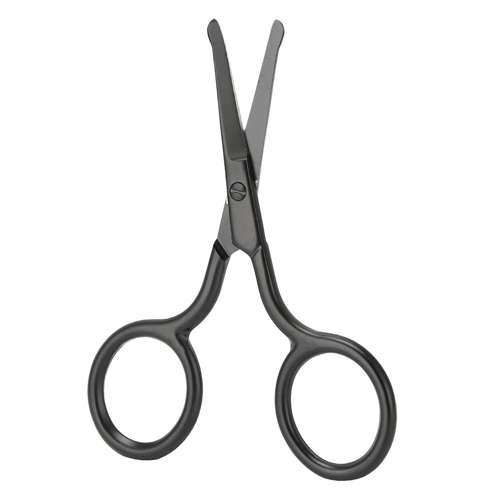 Nose Hair Scissors, Safety Rounded Facial Hair Scissors Eyebrow Scissors Grooming Scissors Effective Cutting with Curved Tip for Nose, Eyebrow, and Beard Trimming
