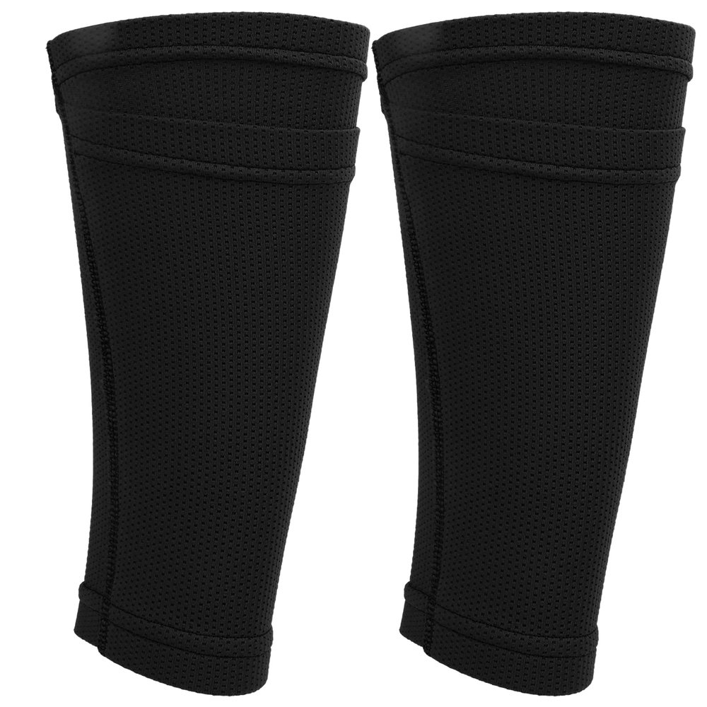1 Pair Soccer Shin Guard Socks Double Layer Shin Pad Sleeves for Football Training Black (Teen/M)