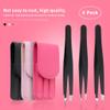 3 Pieces/Set Grooming Tweezer Eyelashes Eyebrow Stainless Steel Tweezers Set with Storage Bag Makeup Tools, Pink view 3