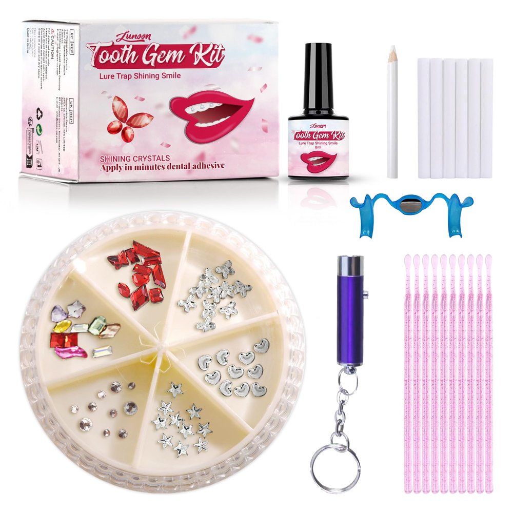 Tseriact Tooth Gem Kit, DIY Tooth Gems, Sparkling Tooth Gems with 60 Crystals for Teeth Decor, Diamond Crystal Tooth Jewelry for Teeth Women Bling (Style A)