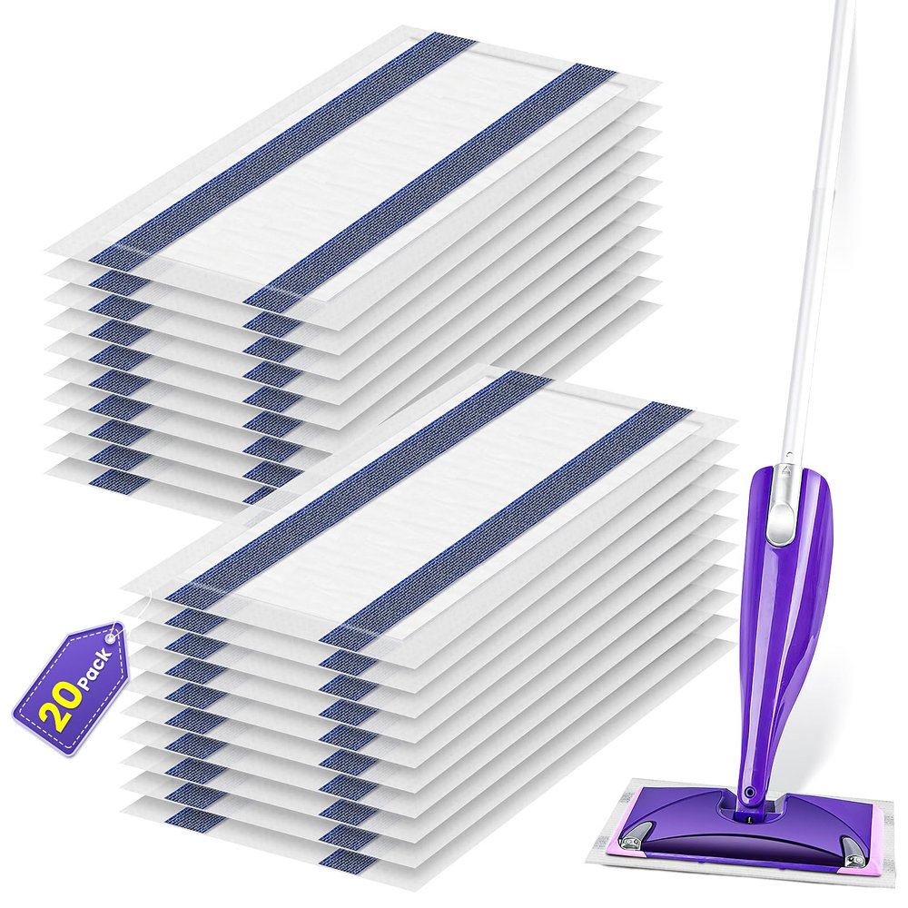 Sdivner 20 Pack Mop Refill Pad for Flash Powermop, Microfiber Mop for All floors Cleaning, Disposable Mops Efficiently Absorb Water and Powerful Stain Removal