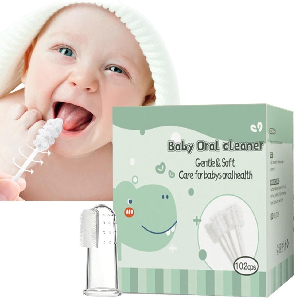 Baby Oral Cleaner Gauze | Baby Toothbrush Disposa-ble Oral Cleaner | Infan-ts Oral Care Kit | Skim Gauze Gum Cleaner Stick | Baby Gum Cleaning for Baby Kids Tongue Tooth Mouth Care