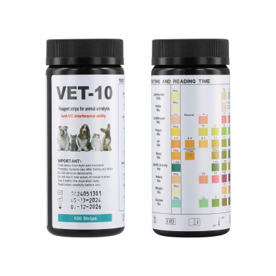 Amexo 100pcs Pet Urine Test Strips 10 Parameter Urine Dipsticks Test Paper Fast Ketones Level Monitor Test Professional Animal Urinalysis Reagent Strips