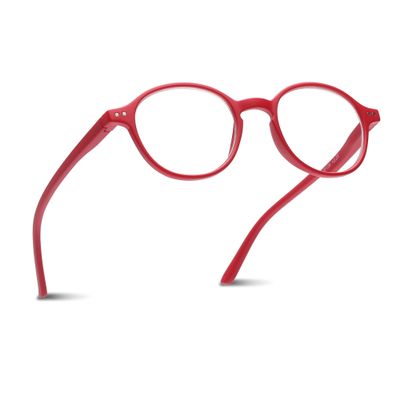 2SeeLife Small Round Reading Glasses for Men & Women Narrow-Medium Fit, Sturdy Frame, Spring Hinges, Premium Retro Readers, Red, +2.50