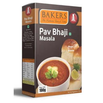 Bakers Pav Bhaji Masala, Authentic Spice Blend for Flavorful Pav Bhaji - 100gms (Pack of 3)