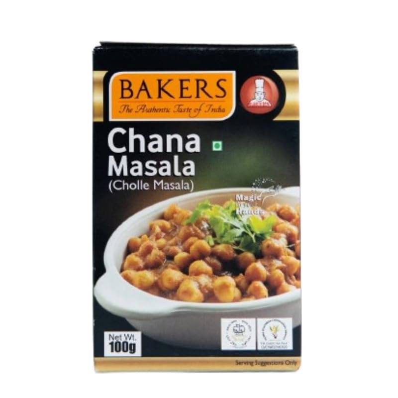 Bakers Chana Masala, Rich and Flavorful Spice Blend for Perfect Chana Curry - 100gms (Pack of 2)