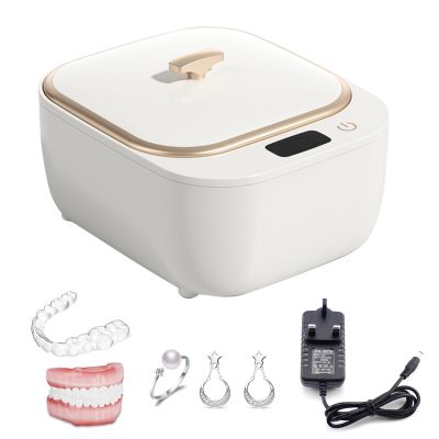 Ultrasonic Cleaner for Dentures, Retainer, Aligner, Mouthguard, Toothbrush Head, 48KHz Ultrasonic Retainer Cleaner Machine for All Dental Appliances, Jewelry etc (White)