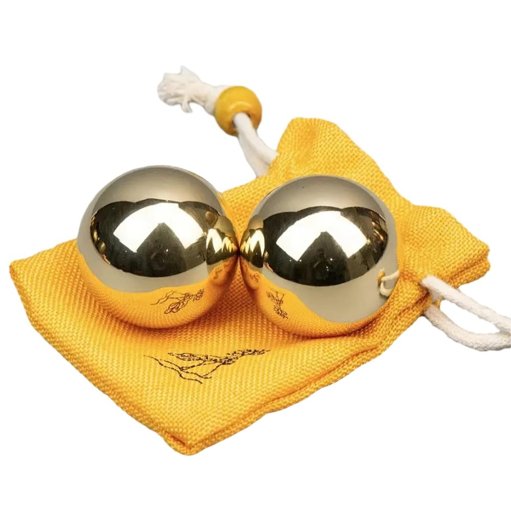 Brass Hand Exercise Balls, 1.5 Inch Copper Spheres, Smooth Portable Grip & Finger Strength Tools For Fitness & Stress Relief