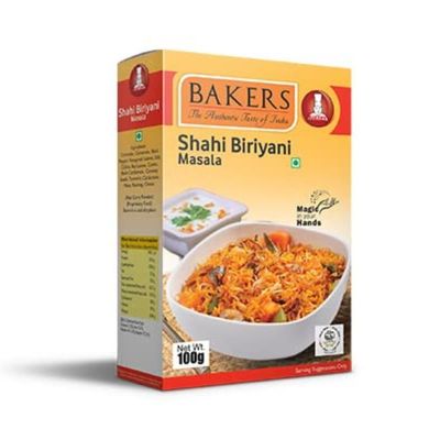 Bakers Shahi Biryani Masala, Authentic & Flavorful Biryani Spice Blend for Delicious Indian Cuisine - 100gms (Pack of 3)