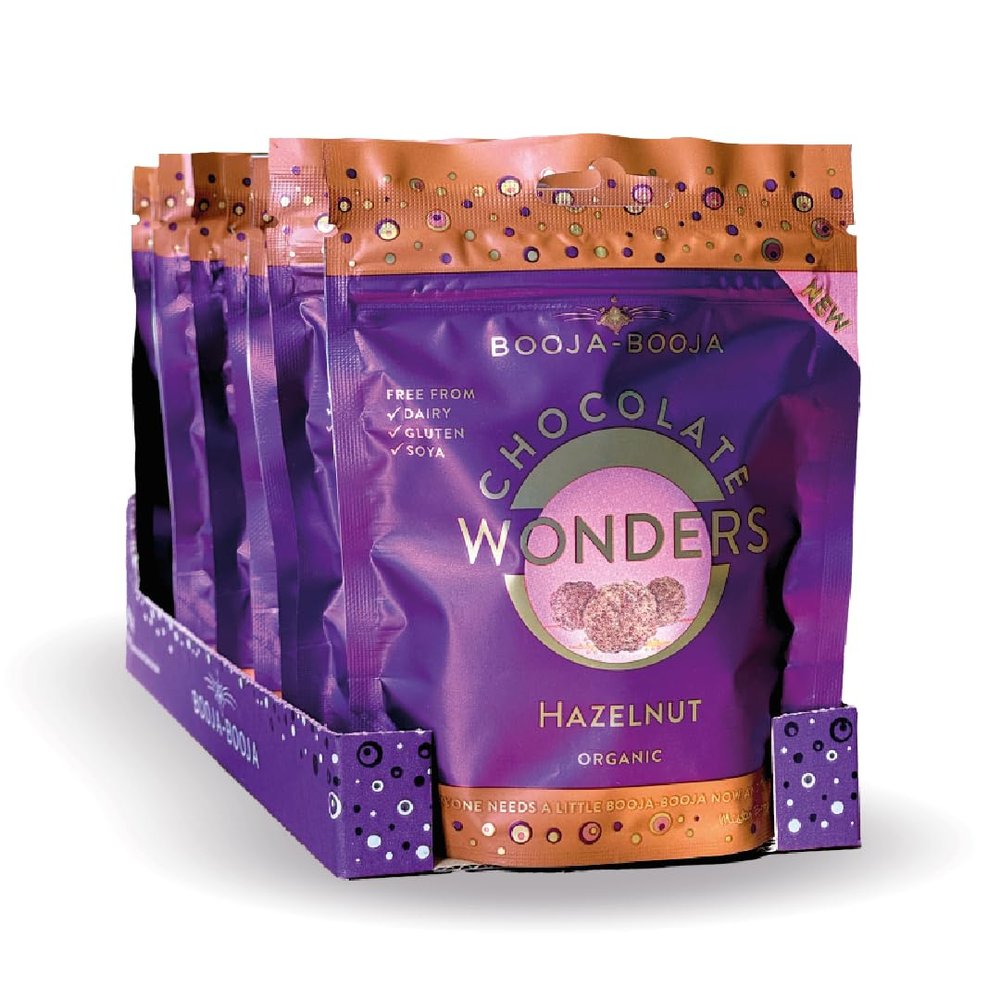 Booja - Booja, Hazelnut Crunch Vegan Chocolate Wonders | Bite-sized Bubbles of Chocolate Bliss, 8 x 65g