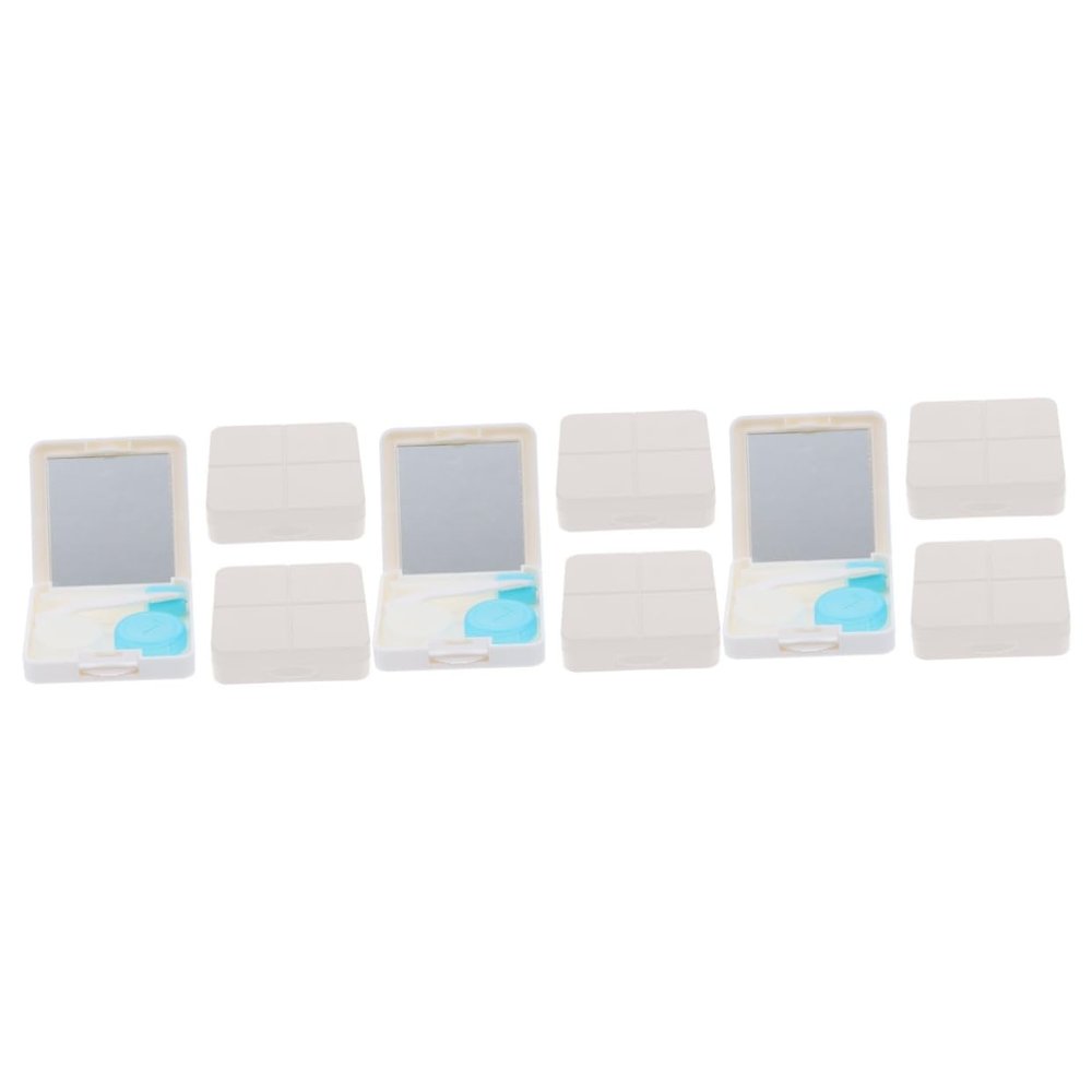 Beavorty 9sets Portable Contacts Lens Case Travel Contacts Lens Case Box Mirror Small Holder Box for Storage for Halloween Daily Use