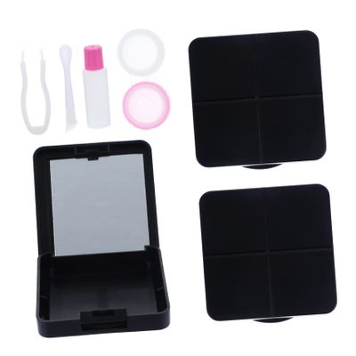 Beavorty 3sets Compact Case Mirror Tweezers Travel Organizer Portable Eye Contact Holder Box for Halloween Storage Case