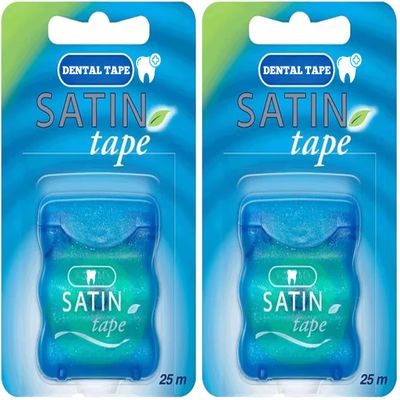 2 x Oral Satin Tape 25m Dental Waxed Mint Flossing Tape Oral Care for Fresh Clean Feel