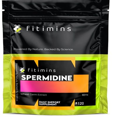 Spermidine 10mg | Anti-Ageing Supplement | 120 Vegan Capsules | 2-Month Supply | High Strength Wheat Germ Extract | Supports Healthy Cell Function, Wrinkle Reduction & Thicker Hair Growth | Fitimins