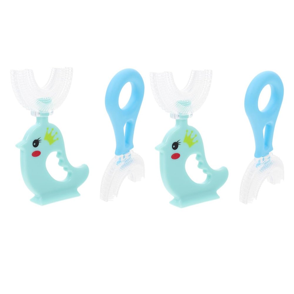 Beavorty 4pcs Silicone Boys and Girls Toothbrush U-Shaped Manual Toothbrush Soft Bristles Tooth Cleaner Portable for Boy Girl