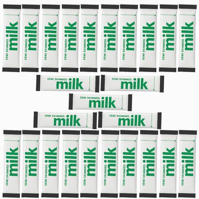 25 x Long Life Semi Skimmed UHT Milk Stick Sachets  10ml Single Portions  No Fridge Needed  Ideal for Tea, Coffee, Travel, Offices, Hotels & On-the-Go  WoodzyCo Exclusive