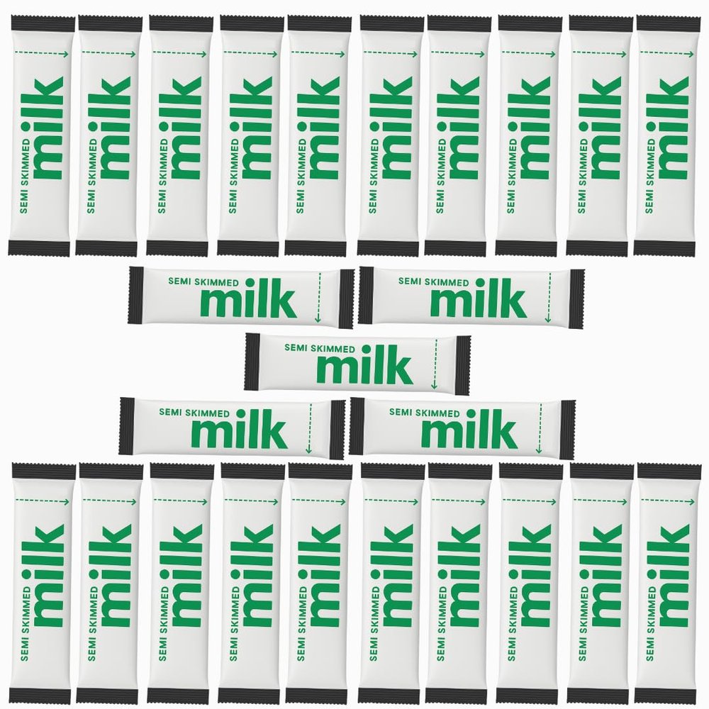 25 x Long Life Semi Skimmed UHT Milk Stick Sachets  10ml Single Portions  No Fridge Needed  Ideal for Tea, Coffee, Travel, Offices, Hotels & On-the-Go  WoodzyCo Exclusive