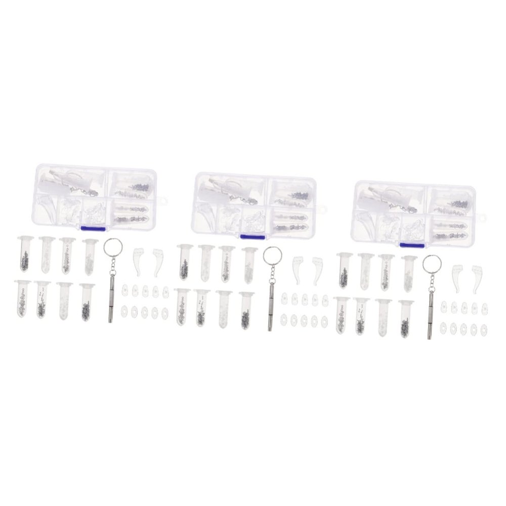 Beavorty 3sets Glasses Repair Kit Nose Pads and Screws for Eyeglasses Maintenance Replacement Screwdriver for Spectacle Repair
