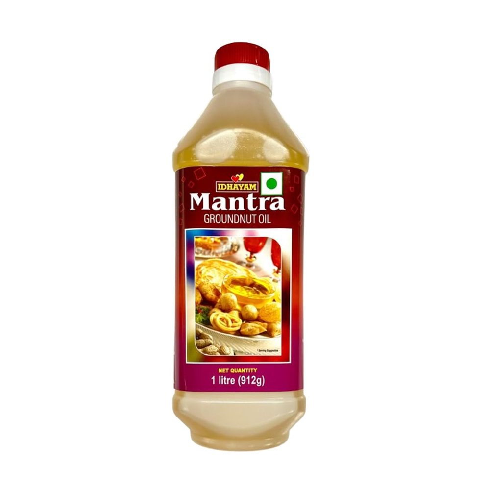 Idhayam Mantra Groundnut Oil 1Litre Bottle Peanut Oil Perfect for Cooking And Frying, Product of India Pack Of 1