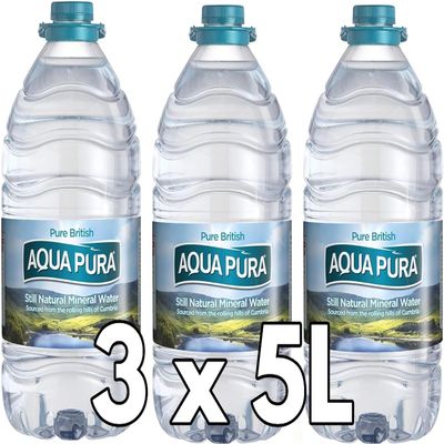 Aqua 5 Litre Still Natural Mineral Water, 5L, Pack of 3