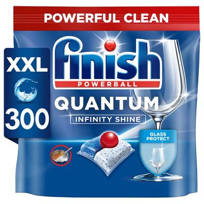 Finish Quantum Infinity Shine Dishwasher Tablets Bulk | Regular Scent | 300 Dishwasher Tabs for Deep Clean and Sparkling Shine
