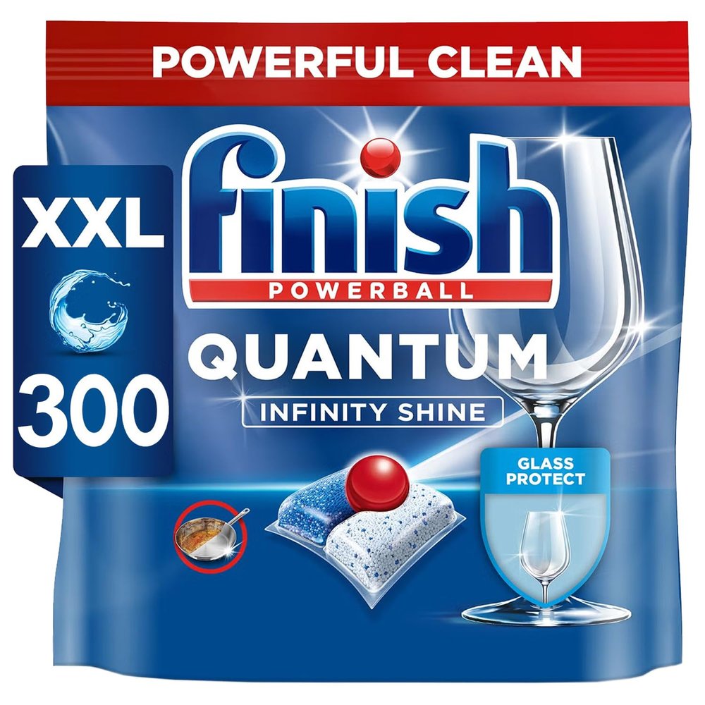 Finish Quantum Infinity Shine Dishwasher Tablets Bulk | Regular Scent | 300 Dishwasher Tabs for Deep Clean and Sparkling Shine