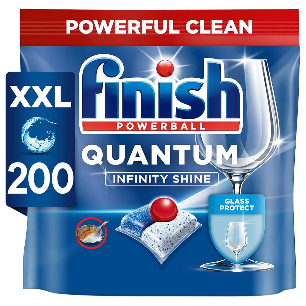 Finish Quantum Infinity Shine Dishwasher Tablets Bulk | Regular Scent | 200 Dishwasher Tabs for Deep Clean and Sparkling Shine