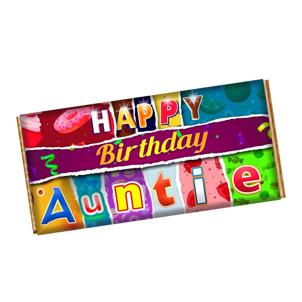 Happy Birthday Auntie Chocolate Bar Wrapper Novelty Gift Present Celebrate CH-9545 (with chocolate bar (100g))