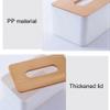 DFHS46JK Tissue Box Cover Plastic Tissue Box Wooden Lid Square Napkin Holder Container Wet Tissue Paper Dispenser Case Modern Home Car Organizer In Living Room view 3