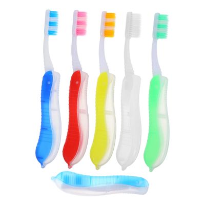 Healvian 6pcs Travel Toothbrush Portable Folding Brush Holder for Daily Use and Outdoor Activities