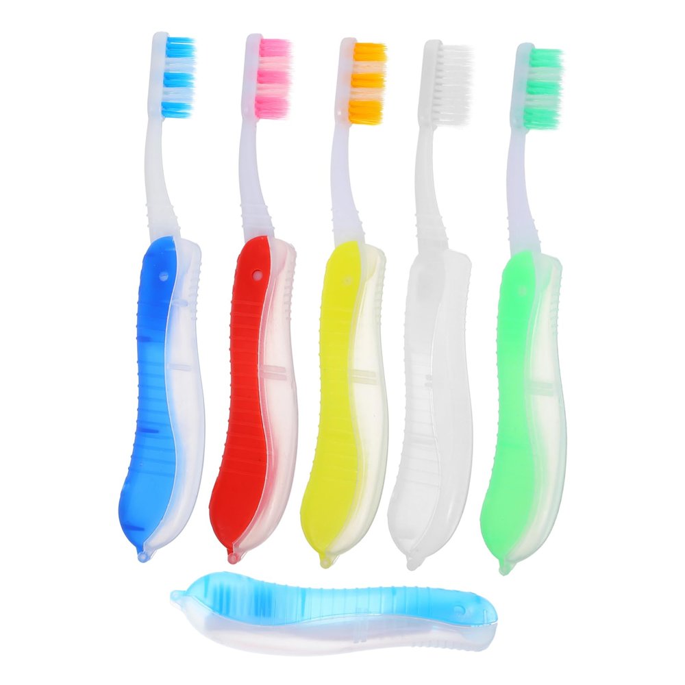 Healvian 6pcs Travel Toothbrush Portable Folding Brush Holder for Daily Use and Outdoor Activities