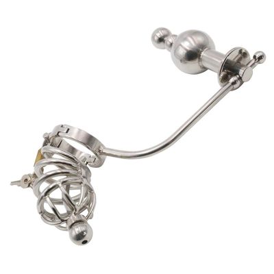 Hollow Metal C-Ock Cage Chastity Lock Sexxe Toy Amal Butt Plug Novelty Sex Accessories Jacket Novelty (L)