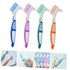Healvian 4pcs Double-Sided Hard Toothbrush for Dentures and Teeth Cleaning, Dual-Head Denture Tool Brush Set in Blue Green Orange Purple for Daily Oral Care and False Teeth Maintenance view 2