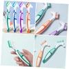 Healvian 4pcs Double-Sided Hard Toothbrush for Dentures and Teeth Cleaning, Dual-Head Denture Tool Brush Set in Blue Green Orange Purple for Daily Oral Care and False Teeth Maintenance view 3