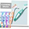 Healvian 4pcs Double-Sided Hard Toothbrush for Dentures and Teeth Cleaning, Dual-Head Denture Tool Brush Set in Blue Green Orange Purple for Daily Oral Care and False Teeth Maintenance view 4