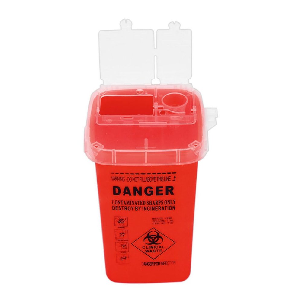 Sharp Containers For Needles Plastic Shaver Disposal Case Tattoo Piercing Needles Waste Box Container Red