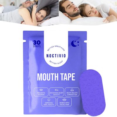 Noctivo Mouth Tape - 2024 New Noctivio Mouth Breather Tape, Breathable, Comfortable, Painless Removal, Gentle On Sensitive Skin, Making Sure That a Great Day Begins with a Good Night's Sleep (1box)