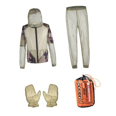 Beaupretty Outdoor Mosquito Protection Suit Three-piece Set Breathable Mesh Jacket Pants Gloves Military Green Camouflage for Camping Beekeeping Fishing Summer Body Protective Clothing