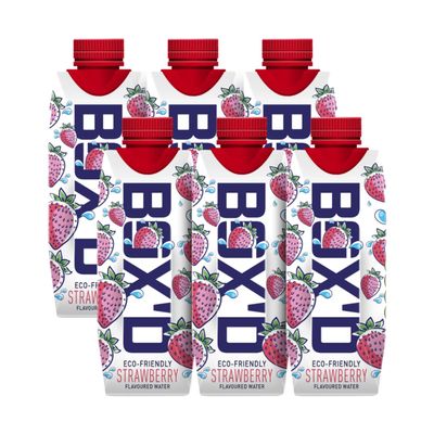 BOX'D H2O Strawberry Flavoured Water Multipack 6 x 330 ml - Eco Friendly Pure Still Mineral Water Bulk Sustainable Water Multipack Calorie Free Boxed Water Bottle No Artificial Additives or Sugar
