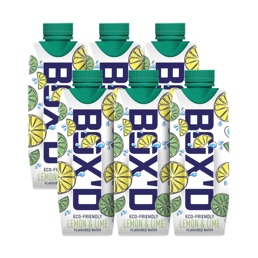 BOX'D H2O Lemon & Lime Flavoured Water 6 x 330 ml - Eco Friendly Pure Still Mineral Water Recyclable & Sustainable Flavored Water Multipack Calorie Free No Artificial Additives or Sugar