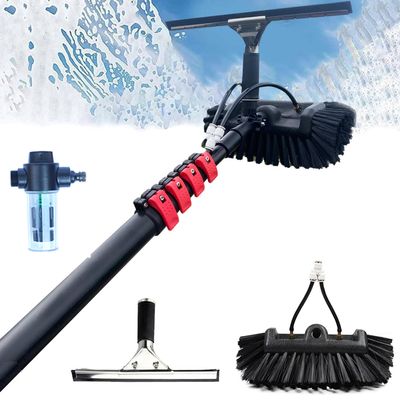 10.8M Telescopic Window Cleaning Pole with Water Fed Brush Extendable Cleaner for Conservatory Roof Squeegee and Soap Dispenser 3.6M to 10.8M Reach