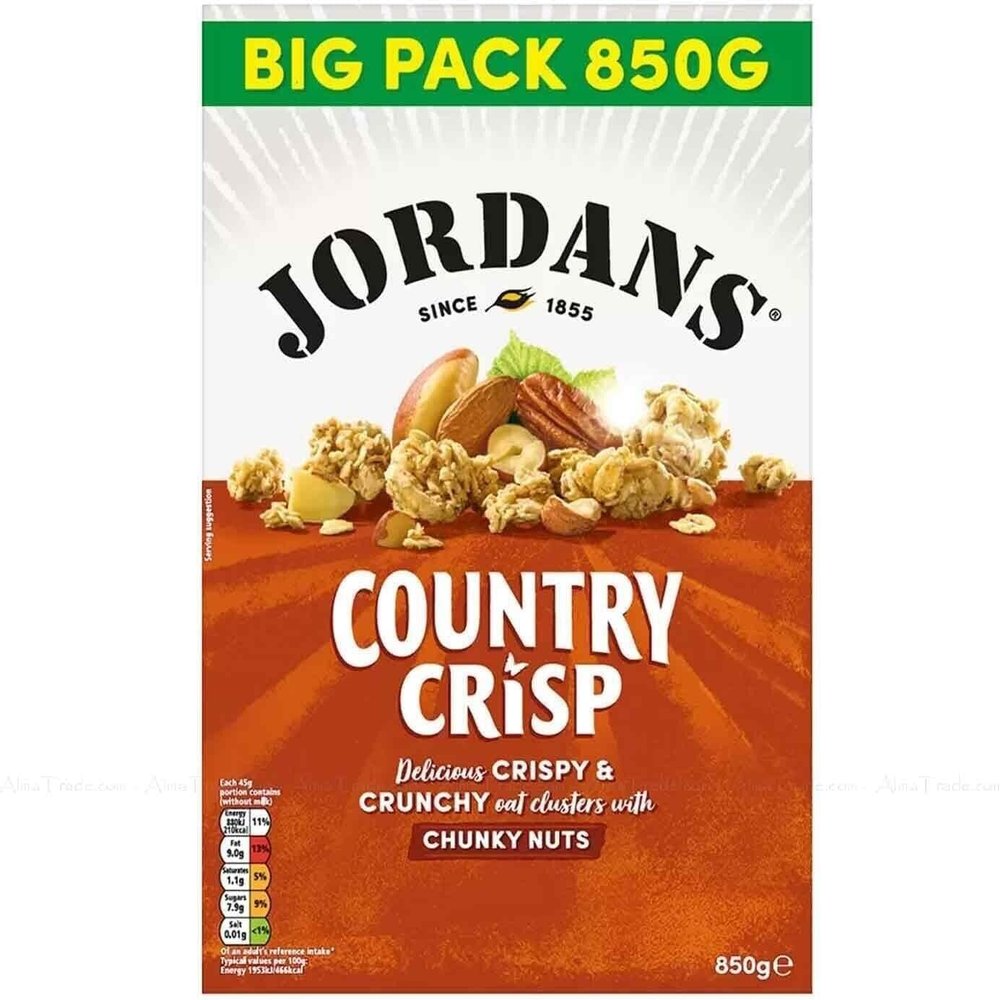 Jordans Country Crisp Chunky Nuts Pack of 1 x 850g | Bigger Pack | Delicious Crispy & Crunchy Oat Clusters with Chunky Nuts
