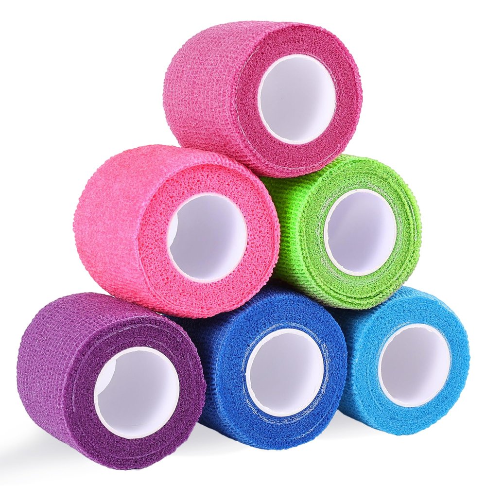 UUMEE 6 Pack Self Adhesive Bandages 2 Inch x 5 Yards Self-Stick Elastic Athletic Tape for Ankle, Wrist, Bandage Tape (Colorful)