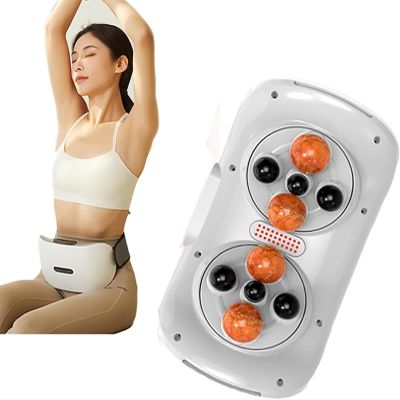 BINSKJ Electric Tummy Kneading Instrument, Portable Abdominal Massager, Forward/Reverse Massage, Double Disc Large Area Massage for Abdominal, Back, Neck and Legs Pain Relief