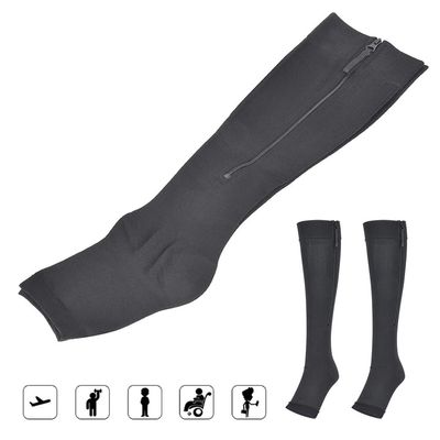 Compression Elastic Body Knee High Calf Stocking with Er Sport Sectional Pressure Hosiery for Men and Women Black (L)